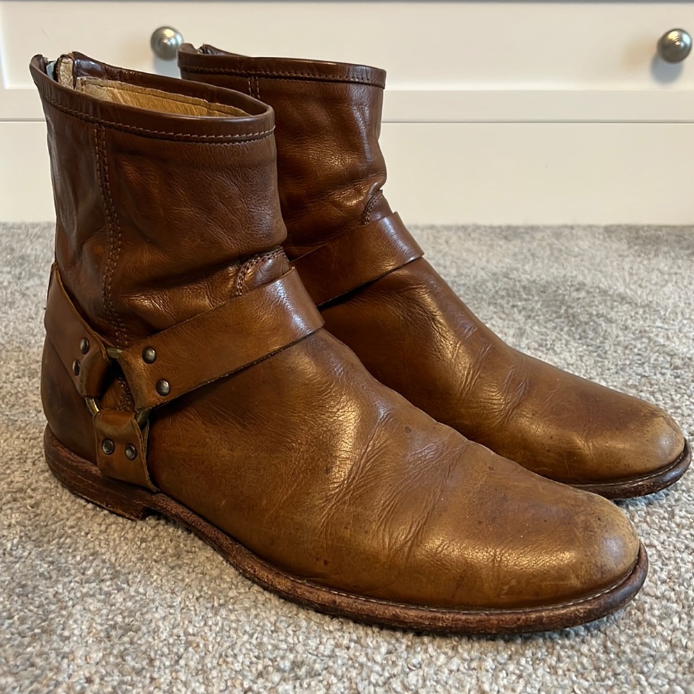 FRYE harness boots zipper leather size 10